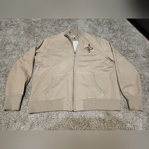 Mickeys Surf Festival Disney Parks Men Jacket Size L Brown Tan Full Zip Collared